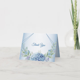 Blue Floral Herbal Fram Dusty Vintage Wedding サンキューカード
