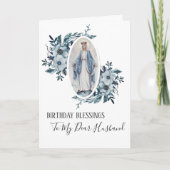 Blue Floral | Husband Birthday | Virgin  Mary カード (正面)