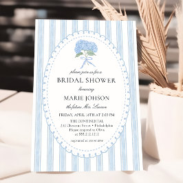 Blue Floral Hydrangea Bridal Shower Invitation 招待状