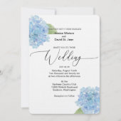 Blue Floral Hydrangea Wedding Invitation design 招待状 (正面)