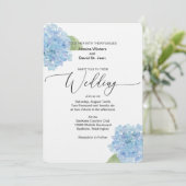 Blue Floral Hydrangea Wedding Invitation design 招待状 (スタンド正面)