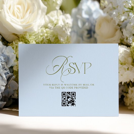 Blue Floral Hydrangea Wedding RSVP Card