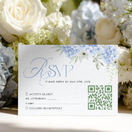 Blue Floral Hydrangea Wedding RSVP Card