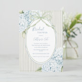 Blue Floral Hydrangeas Sage Green Whimsical Bridal 招待状 (スタンド正面)