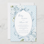 Blue Floral Hydrangeas Whimsical Baby Shower  招待状 (正面)