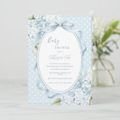 Blue Floral Hydrangeas Whimsical Baby Shower  招待状 (スタンド正面)