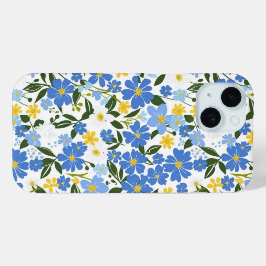 Blue Floral iPhone Case Case-Mate iPhoneケース (裏面 (横))