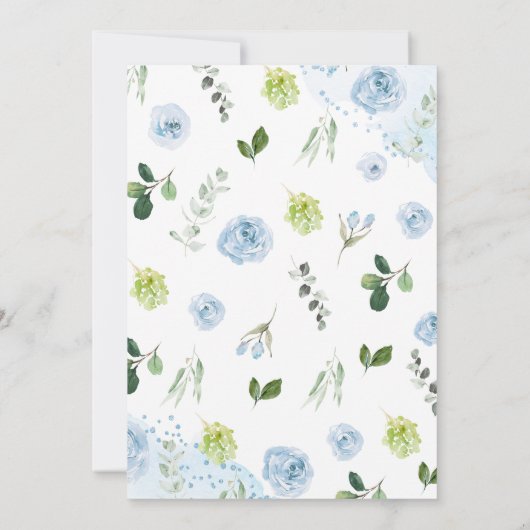 Blue Floral It's a Boy Elephant Baby Shower 招待状 (裏面)