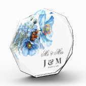 Blue Floral Keepsake Newlyweds Gift Bride  Groom  フォトブロック (左)