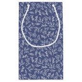 Blue Floral & Leaf Outline Gift Bag Spring Easter スモールペーパーバッグ (裏面)