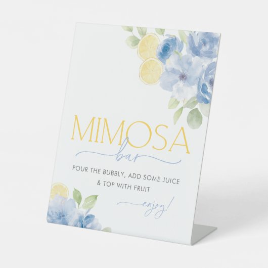 Blue Floral Main Squeeze Bridal Shower Mimosa Bar 台座サイン (正面)