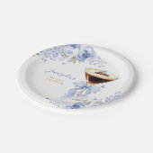 Blue Floral Martini Bridal Shower Paper Plates ペーパープレート (アングル)
