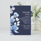 Blue Floral Memorial Celebration Of Life Funeral サンキューカード (スタンド正面)