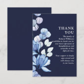 Blue Floral Memorial Celebration Of Life Funeral サンキューカード (正面/裏面)