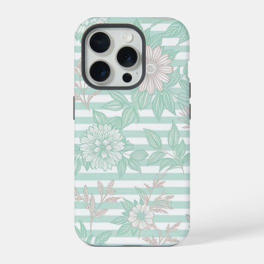 Blue Floral Minimalist iPhoneケース (裏面)
