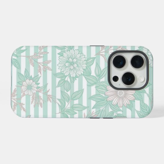Blue Floral Minimalist iPhoneケース (裏面横)