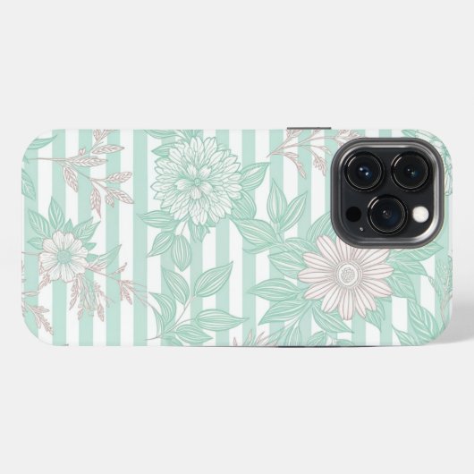 Blue Floral Minimalist iPhoneケース (裏面横)