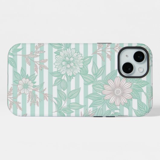 Blue Floral Minimalist iPhoneケース (裏面横)