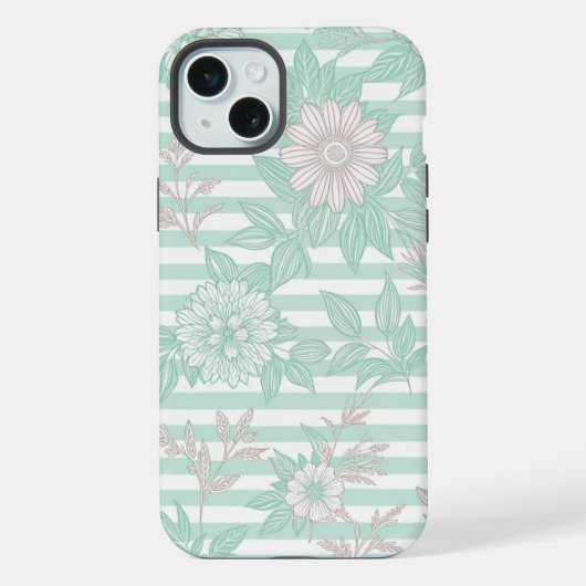 Blue Floral Minimalist iPhoneケース (裏面)