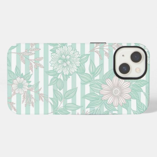 Blue Floral Minimalist iPhoneケース (裏面横)