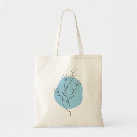 Blue Floral Minimalist Tote Bag トートバッグ (正面)