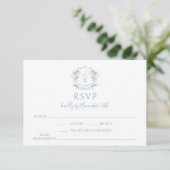 Blue Floral Modern Monogram Wedding RSVP Cards (スタンド正面)