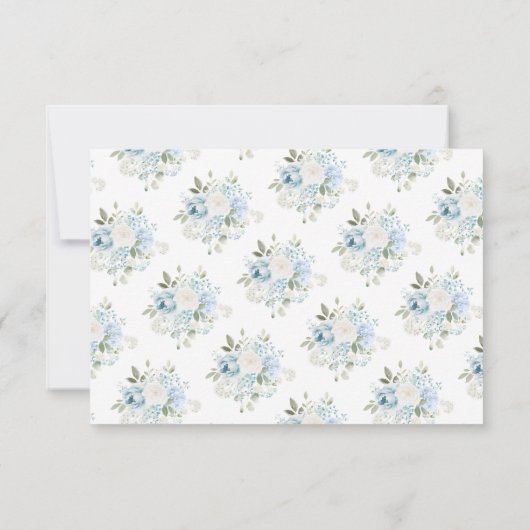 Blue Floral Modern Monogram Wedding RSVP Cards (裏面)