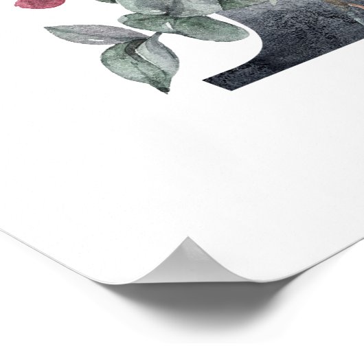 Blue Floral Monogram Initial B ポスター (角)