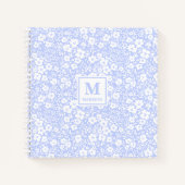 Blue Floral Monogram Notebook Journal ノートブック (正面)