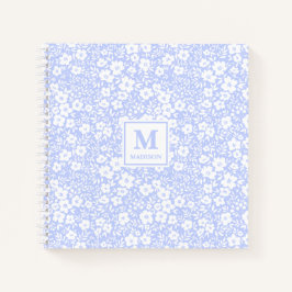 Blue Floral Monogram Notebook Journal ノートブック