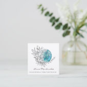 Blue Floral Moon Square Business Card スクエア名刺 (スタンド正面)