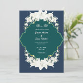 Blue floral Muslim wedding invitation Editable 招待状 (スタンド正面)
