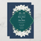 Blue floral Muslim wedding invitation Editable 招待状 (正面/裏面)