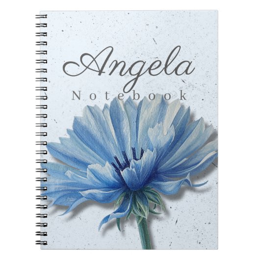 Blue Floral Notebook Name | Cornflower Journal ノートブック (正面)