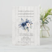 Blue Floral on Wood Wedding Invitation  招待状 (スタンド正面)