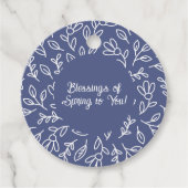 Blue Floral Outline Blessings of Spring to You フェイバータグ (正面)