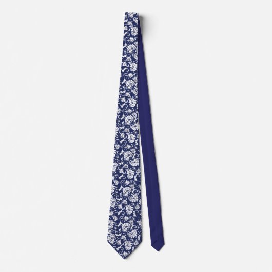 Blue Floral Pattern Custom Necktie ネクタイ (正面)