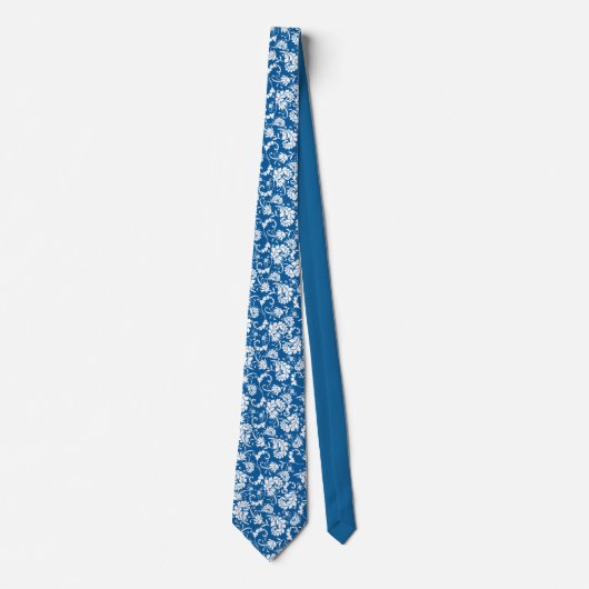 Blue Floral Pattern Custom Necktie ネクタイ (正面)