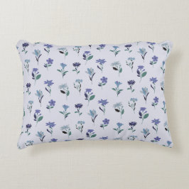 Blue Floral Pattern Pillow Elegant Botanical Decor アクセントクッション
