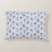 Blue Floral Pattern Pillow Elegant Botanical Decor アクセントクッション (裏面)