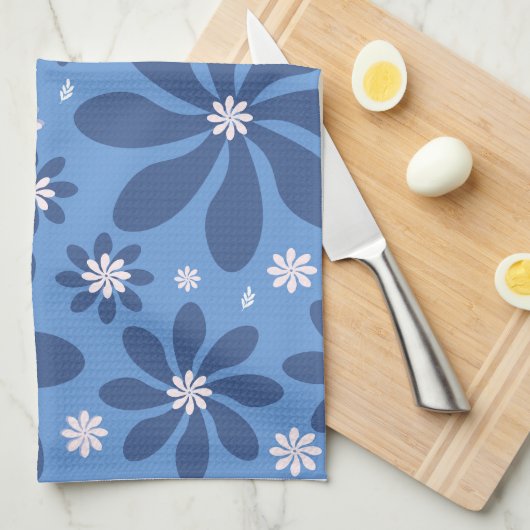 Blue Floral Pattern – Stylish  Acces Wash Cloth キッチンタオル (四つ折り)