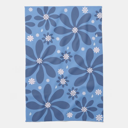 Blue Floral Pattern – Stylish  Acces Wash Cloth キッチンタオル (縦)