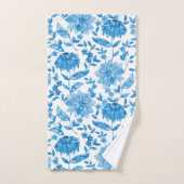 Blue floral pattern towels on display バスタオルセット (ハンドタオル)