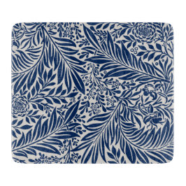 blue floral pattern with diverse leaves & blossoms カッティングボード