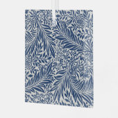 blue floral pattern with diverse leaves & blossoms ガラスオーナメント (正面左)