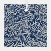 blue floral pattern with diverse leaves & blossoms ガラスオーナメント (裏面)