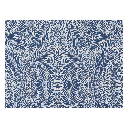 blue floral pattern with diverse leaves & blossoms テーブルクロス (正面(横))
