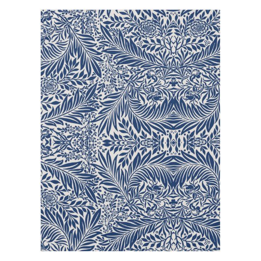 blue floral pattern with diverse leaves & blossoms テーブルクロス (正面)