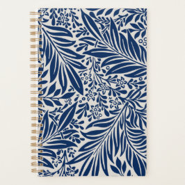 blue floral pattern with diverse leaves & blossoms プランナー手帳