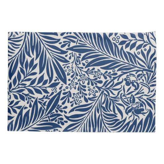 blue floral pattern with diverse leaves & blossoms 枕カバー (裏面-左)